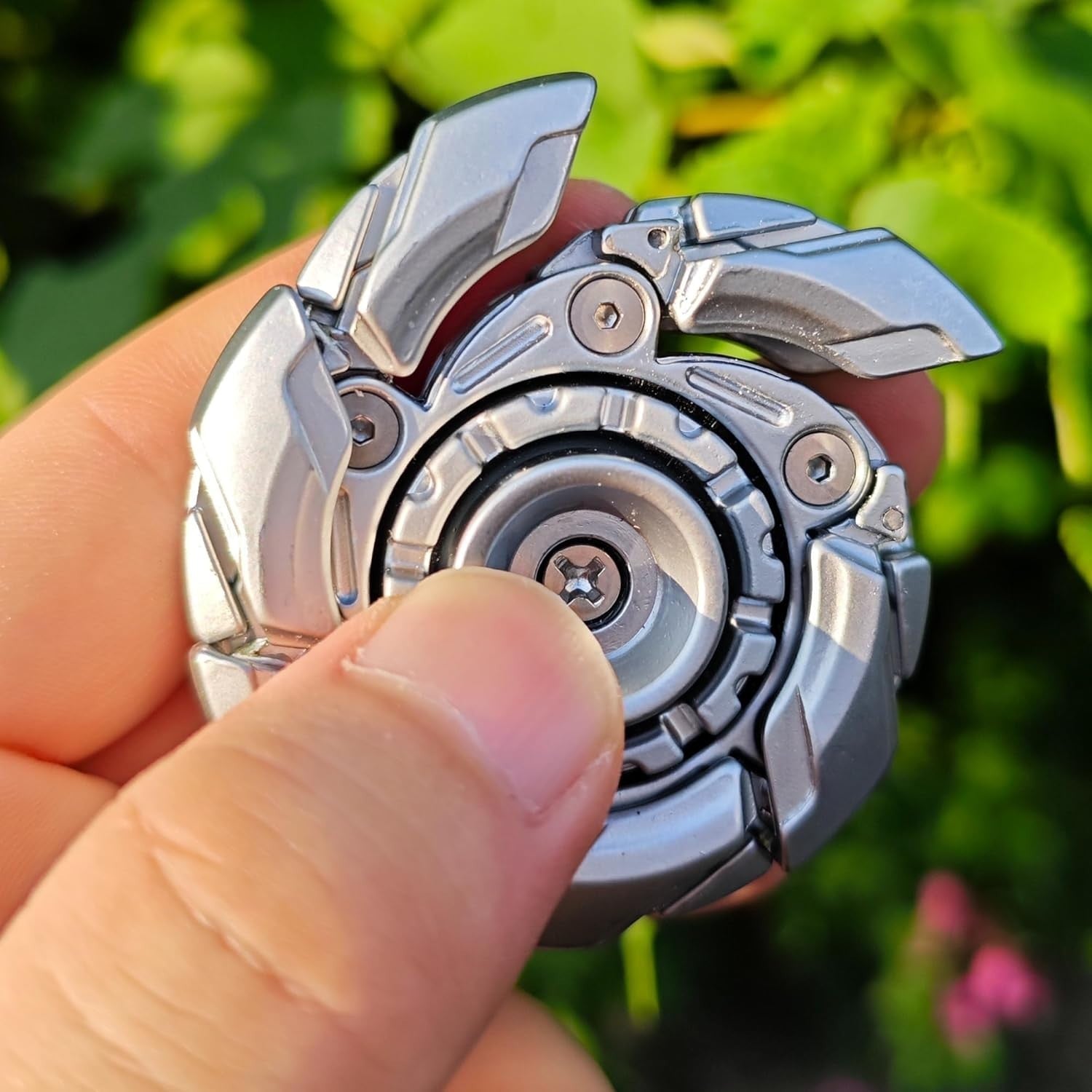 Silver Metal Fidget Slider Spinning Top Magnetic EDC Stress Toy