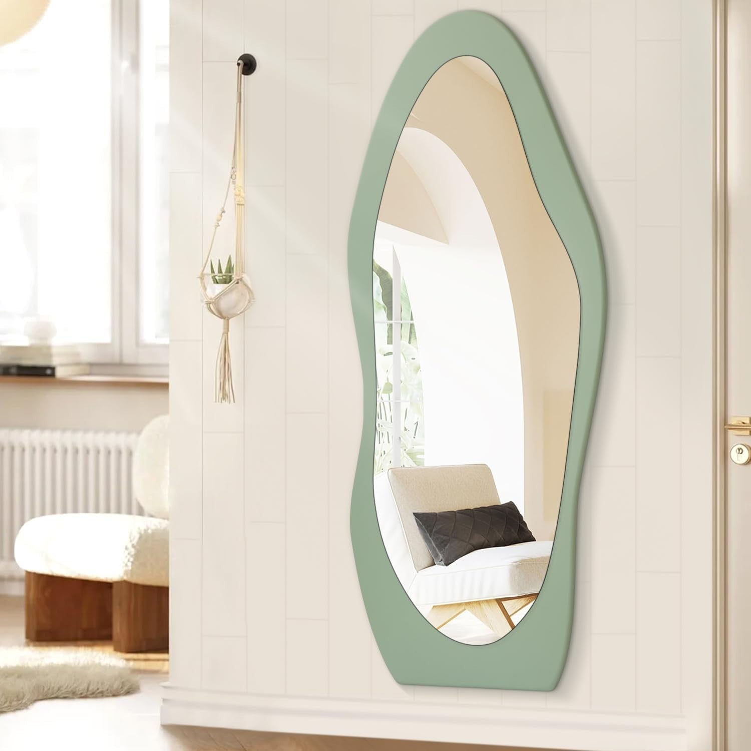Oversize Full Length Oval Wood Frame Mirror 150x60cm - Wall or Floor