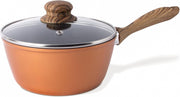 16cm Non-Stick Copper Saucepan with Glass Lid Induction & Gas Ready