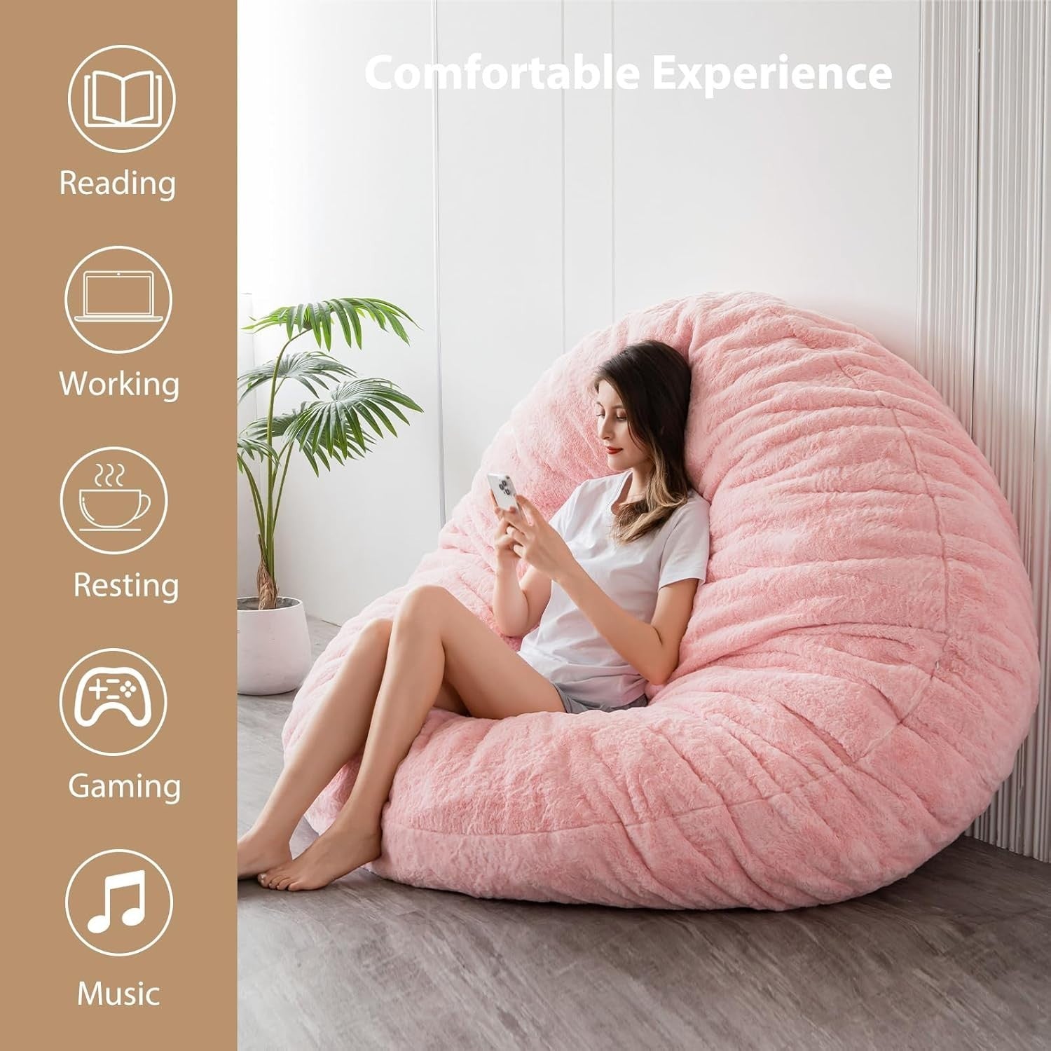 180x180cm Bean Bag Sofa Bed | Plush Floor Chair Converts to Guest Bed