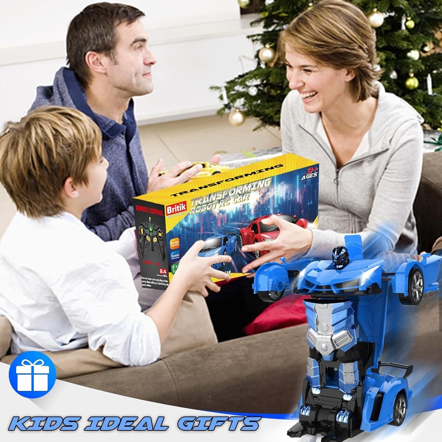 2 in 1 Transforming RC Car Robot Toy 360° Spin Remote Control Car for Kids 3-8