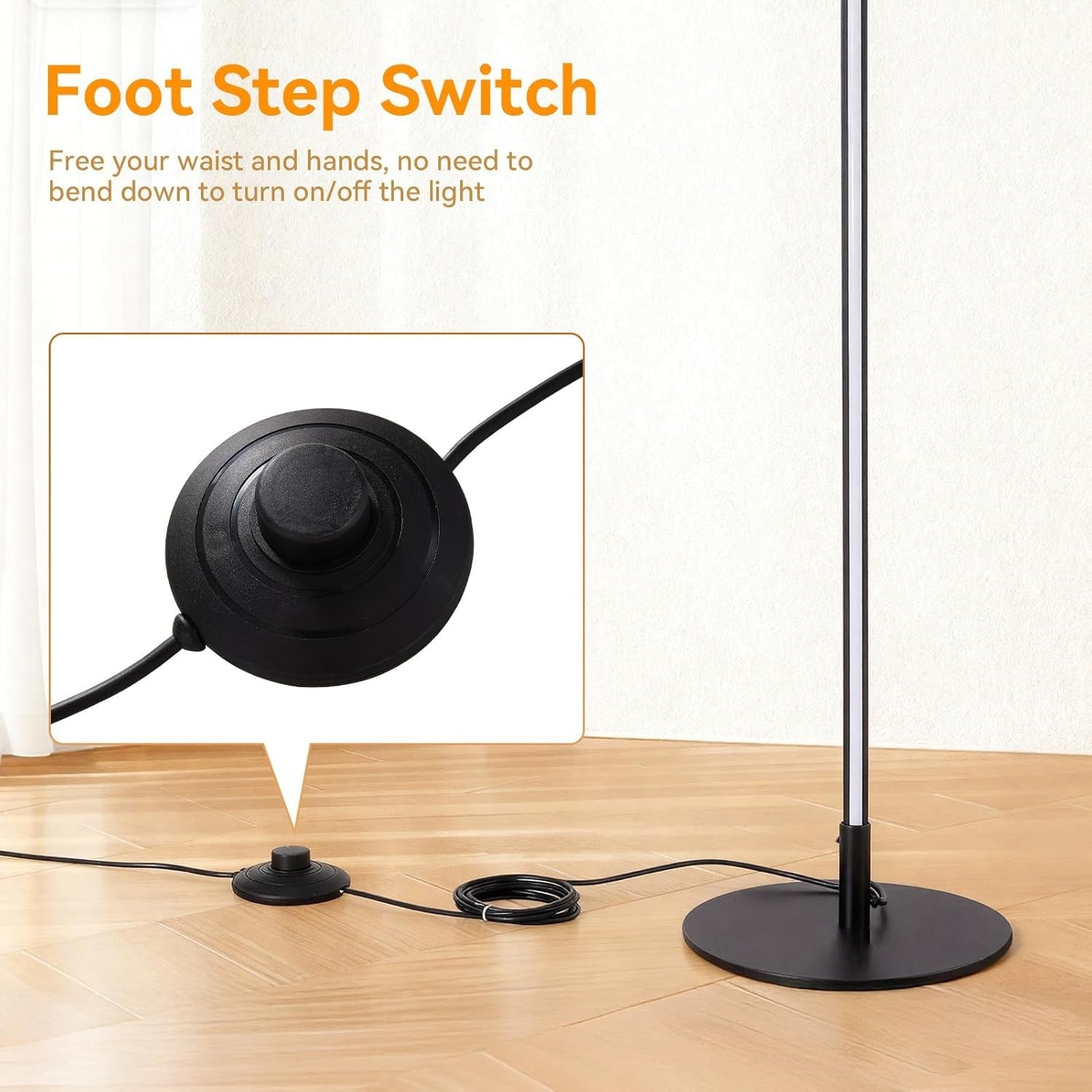 LED Floor Lamp Stepless Dimmable 3000–6000K Tall Corner Standing Light