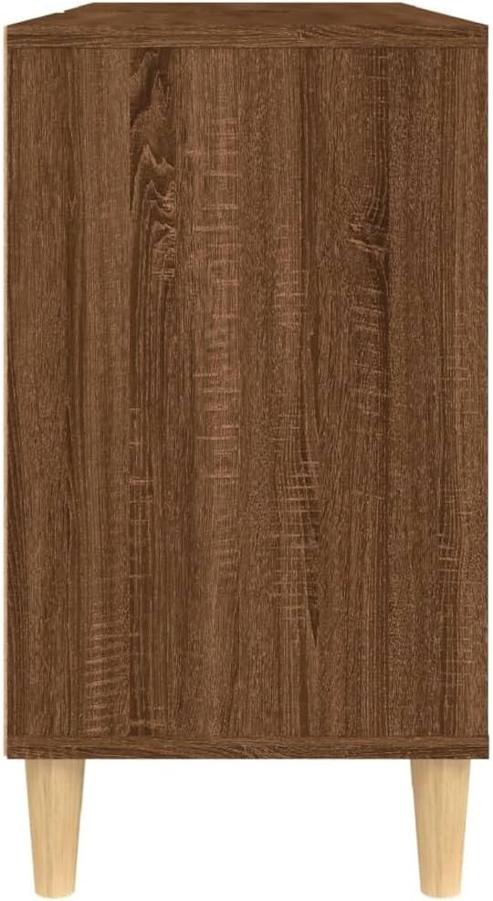 Brown Oak Bathroom Sink Cabinet with Storage Shelves – Nordic Vanity Unit 80cm