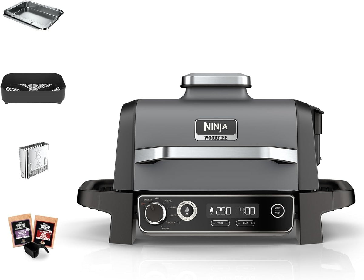 7-in-1 Electric BBQ Grill & Smoker with Air Fryer, Dehydrator & Bake Functions