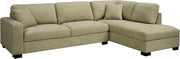 L-Shape Large Corner Sofa 5 Seater Sage Green Chenille Right Hand Facing