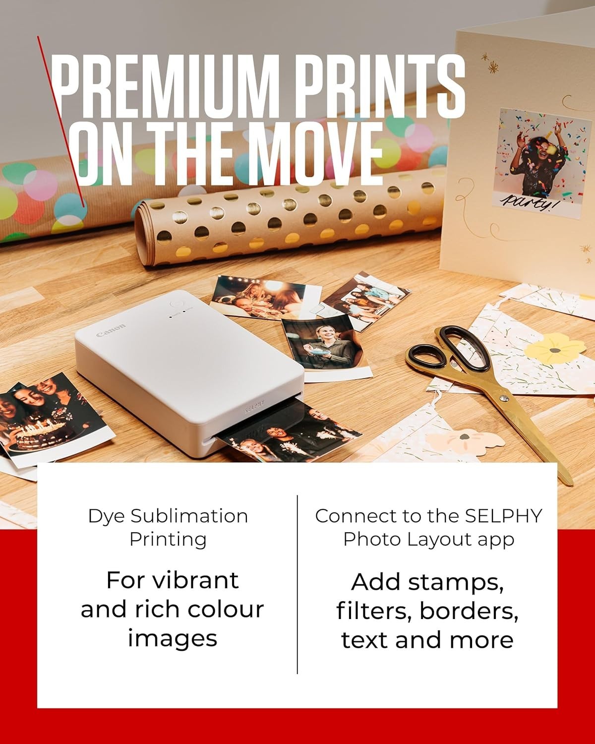 Portable Wi-Fi Dye Sublimation Printer | Peel & Stick Prints, USB-C White