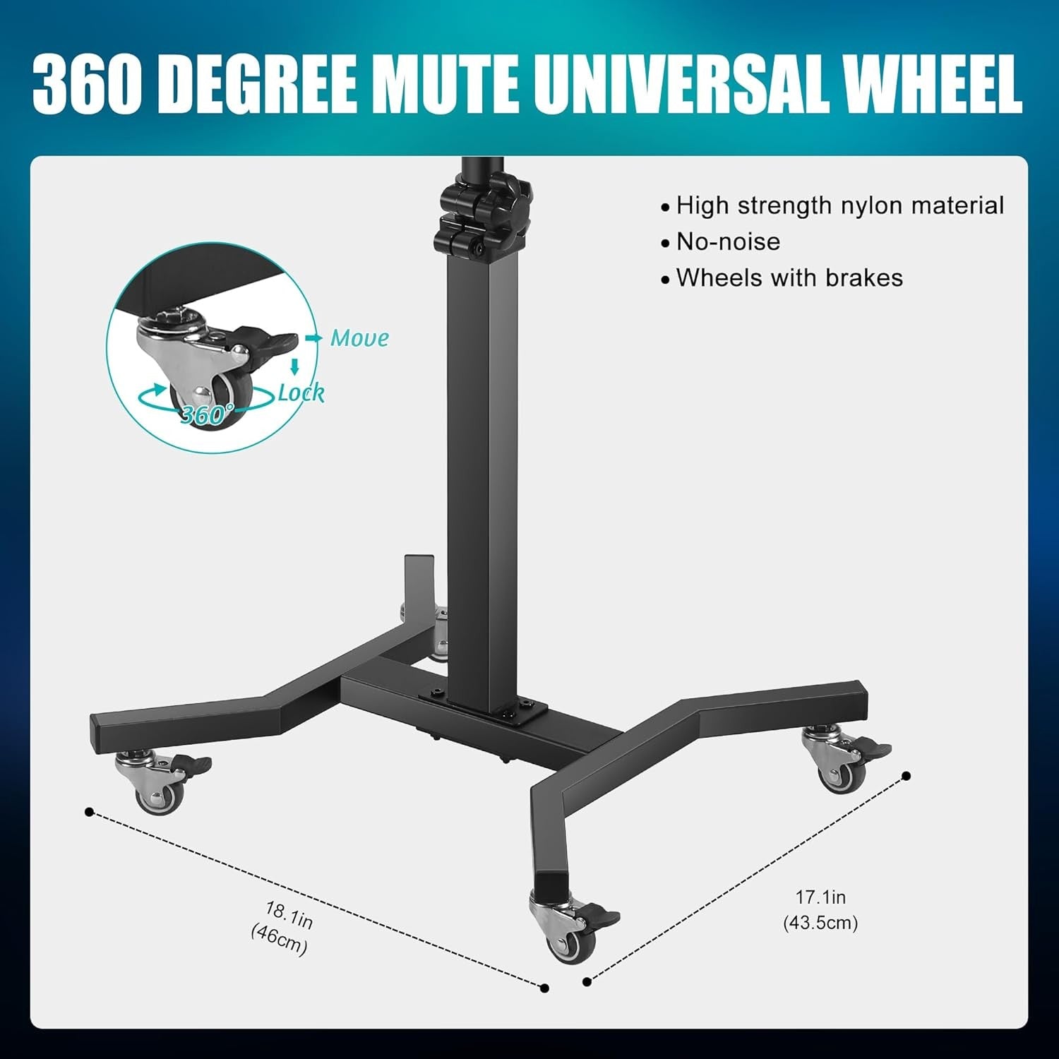 Stainless Steel Tattoo Tray on Wheels Adjustable Height Rolling Studio Trolley