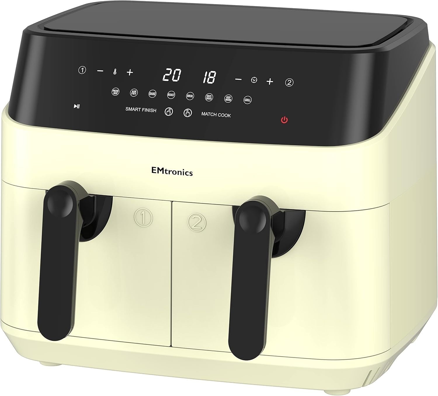 Cream Air Fryer Set Dual Drawer 9L + 6.3L Grill Temp Probe 60min