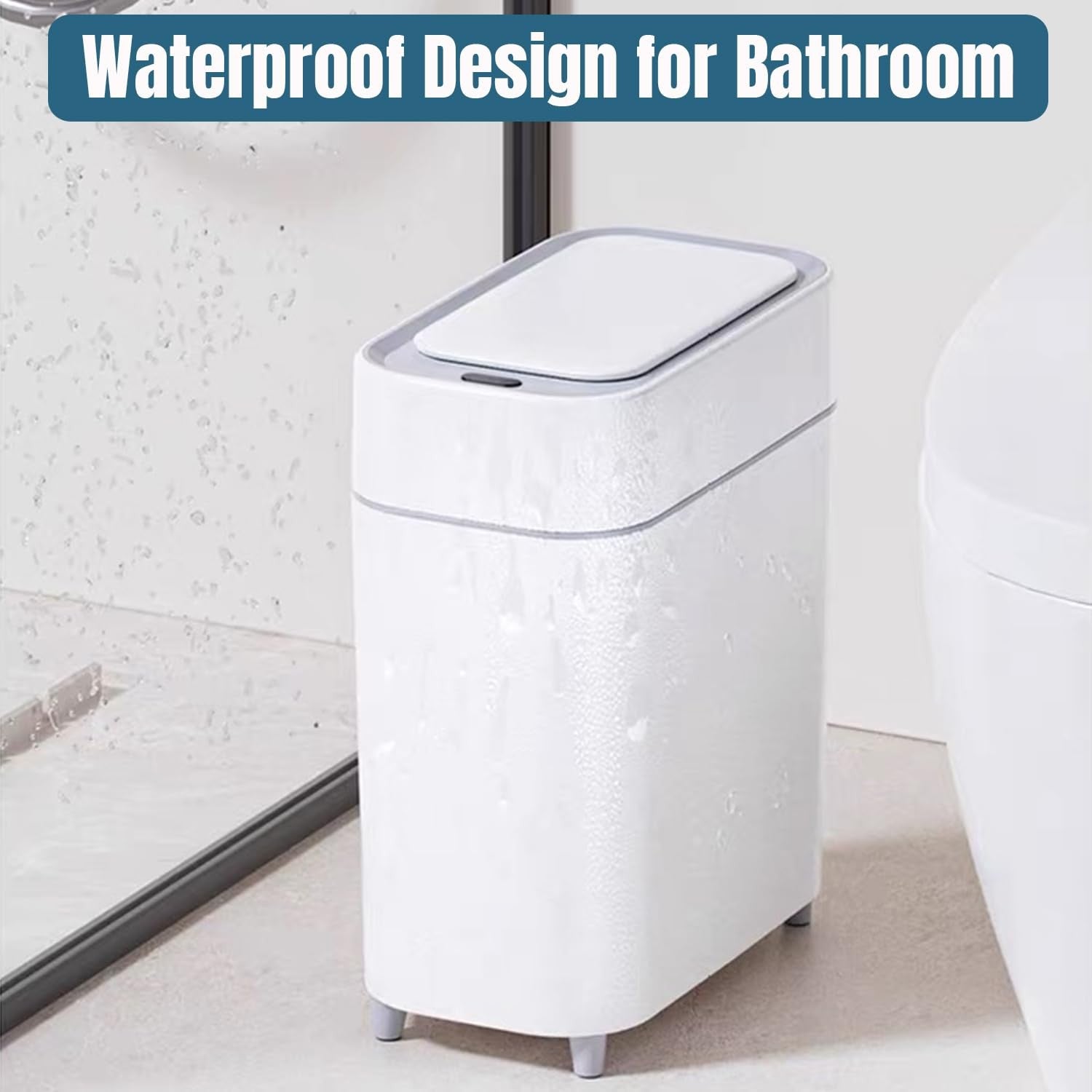 2 Pack Touchless Motion Sensor Trash Can Slim Bathroom 2.3 Gal