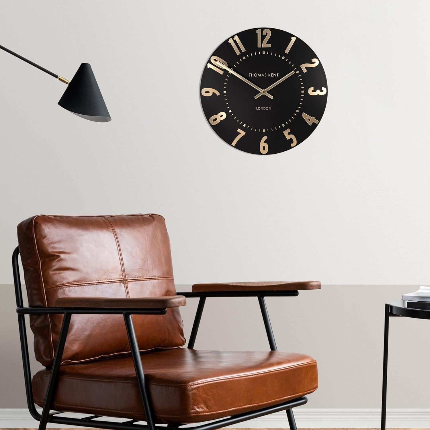 12" Black Wall Clock with Metallic Numerals | Silent Quartz Movement