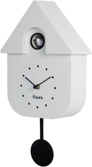 Modern White Cuckoo Wall Clock Silent Pendulum Battery Operated Decor Gift