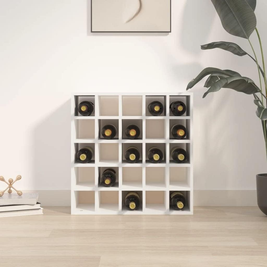 Large 25 Bottle Wine Rack White Solid Wood Freestanding Kitchen Storage Display