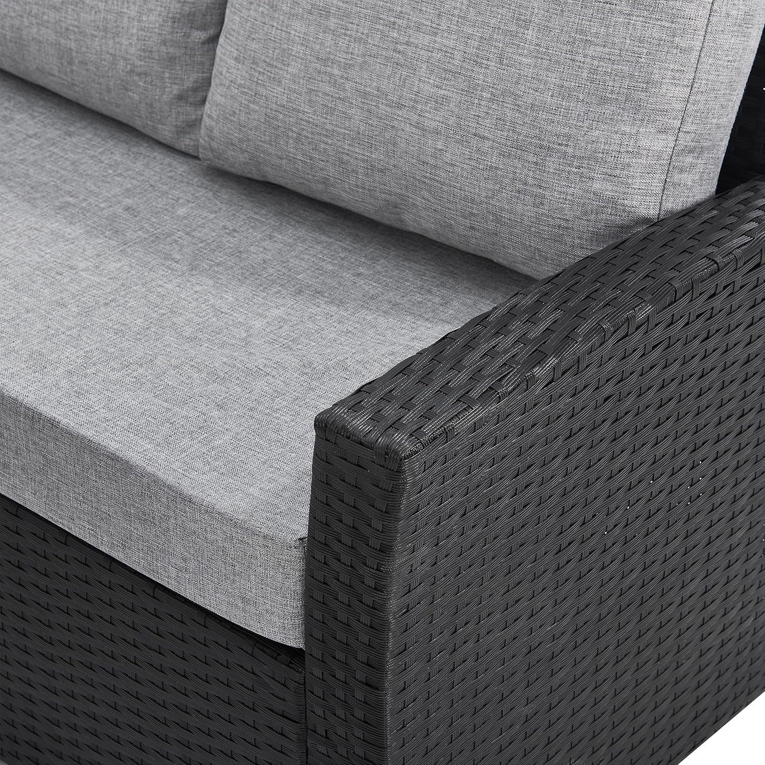 9 Seat Rattan Corner Sofa & Dining Set Outdoor Garden Patio Cushioned Seating