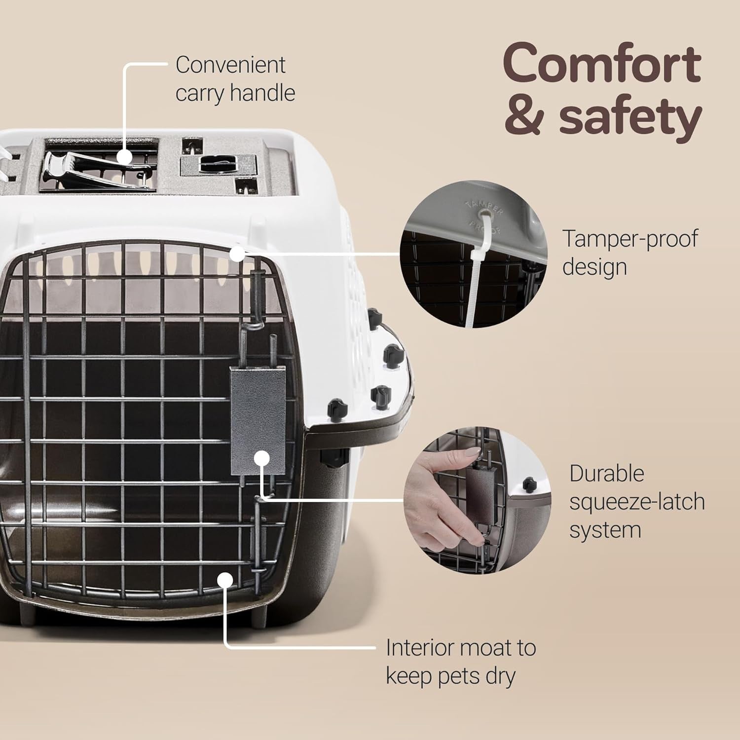 Top Load Cat Carrier 48x33x25cm Secure 2-Door Pet Travel Crate Lightweight
