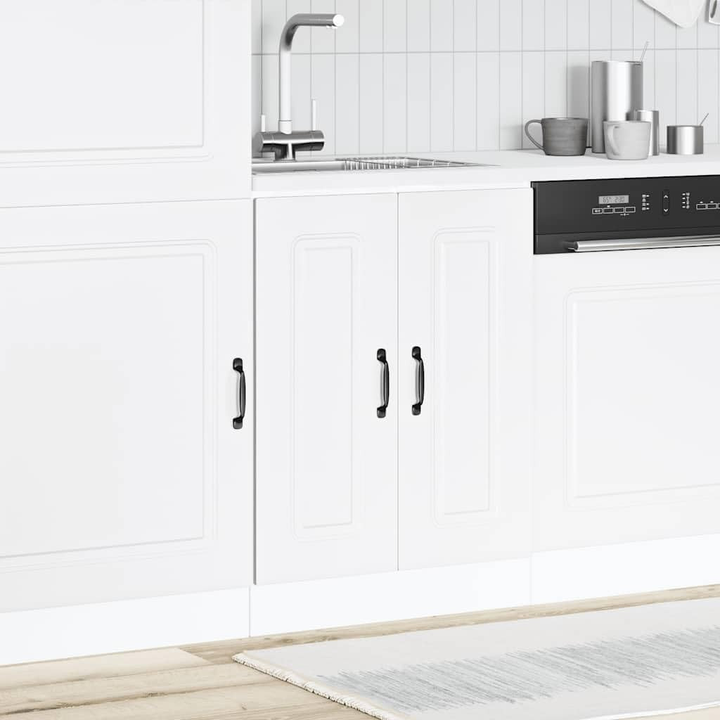 White Bathroom Vanity Cabinet 60cm Under Sink Storage Unit  Double Doors