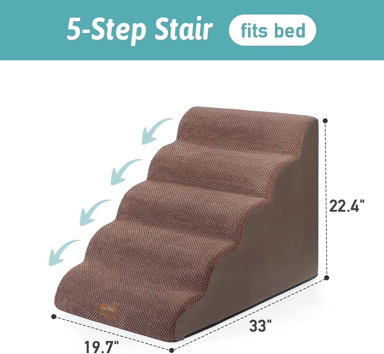 5‑Tier Non‑Slip High Density Foam Dog & Cat Stairs 19.7×33×22.4 in Ramp
