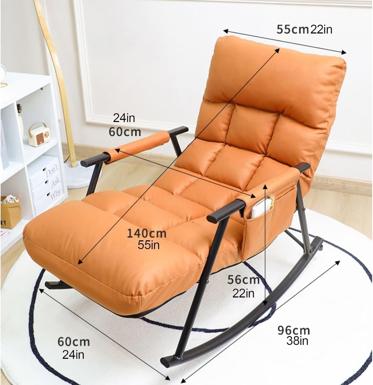 Pink Ergonomic Reclining Rocking Chair for Adults – Comfy High Back Support