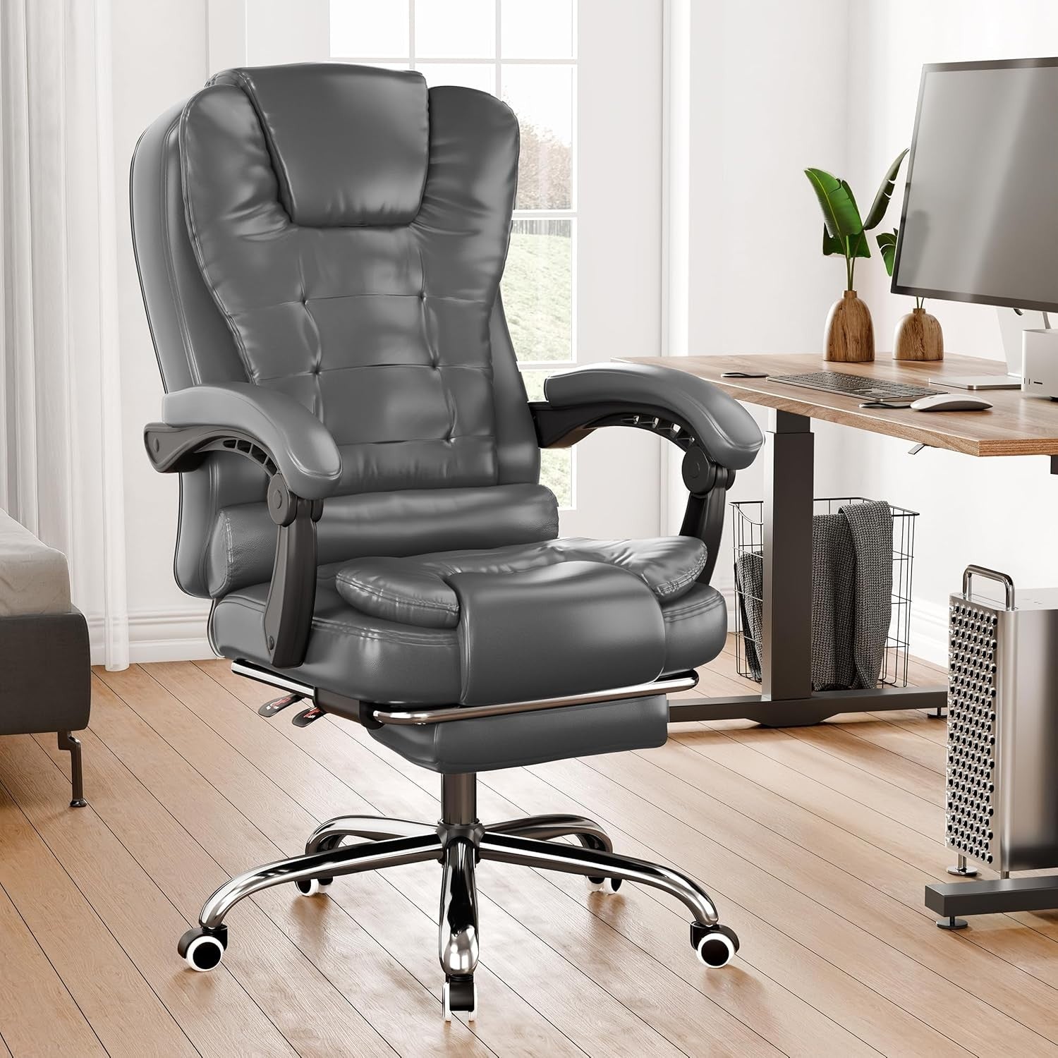 Executive Ergonomic Office Chair Reclining Footrest Swivel Desk Computer Seat Gr