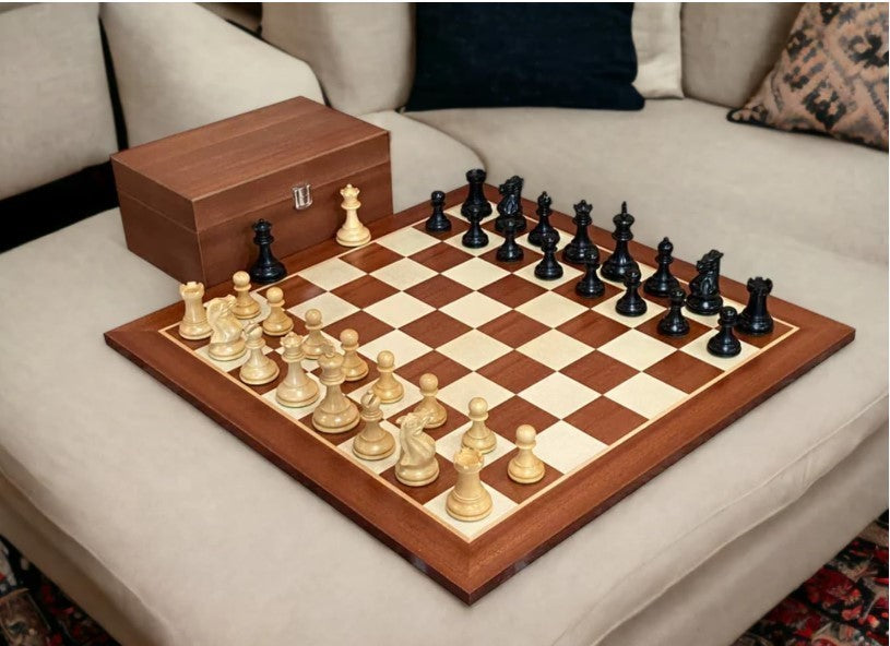 Luxury Mahogany Chess Set with Weighted Pieces & Wooden Storage Box