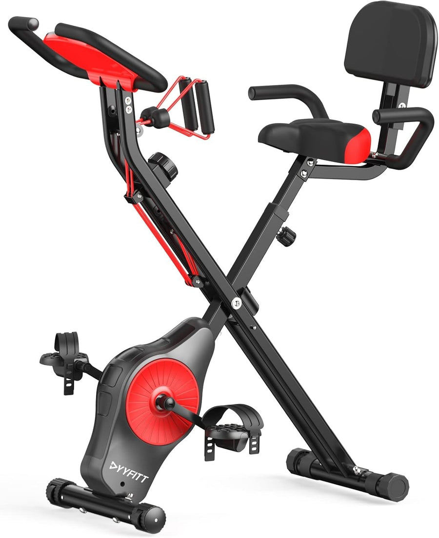 Foldable Magnetic Exercise Bike w/ 16 Levels, Pulse Sensor, Bands & Holder