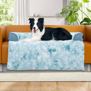 Large Orthopedic Dog Sofa Bed 104x94x12.5cm Faux Fur Blue