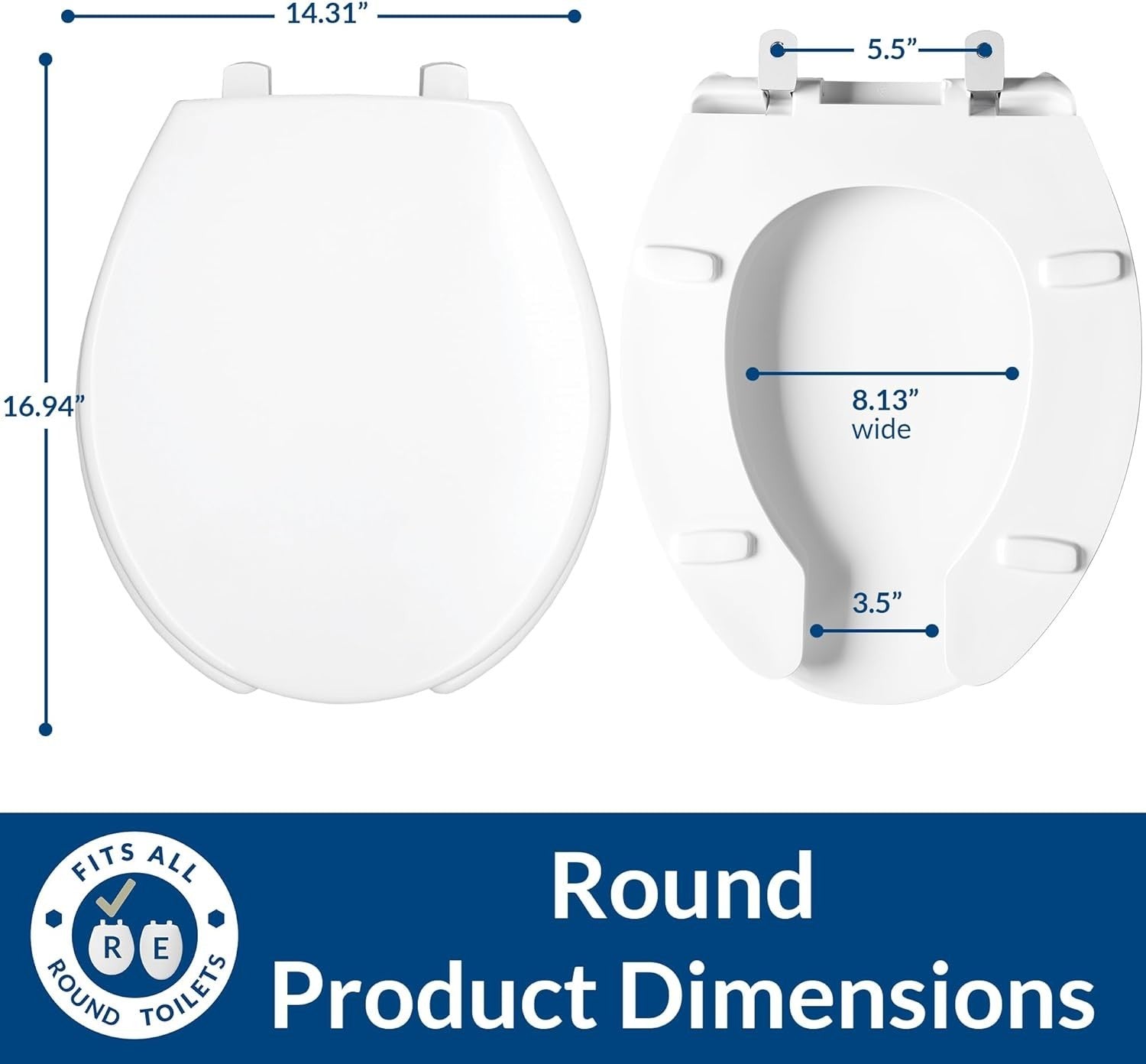 Commercial Round Toilet Seat White STA-TITE Stainless Steel Heavy Duty
