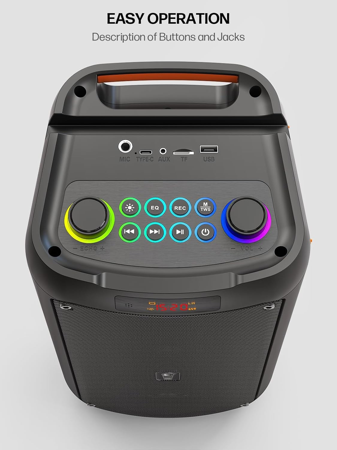 Karaoke Machine with 2 Wireless Mics Bluetooth LED