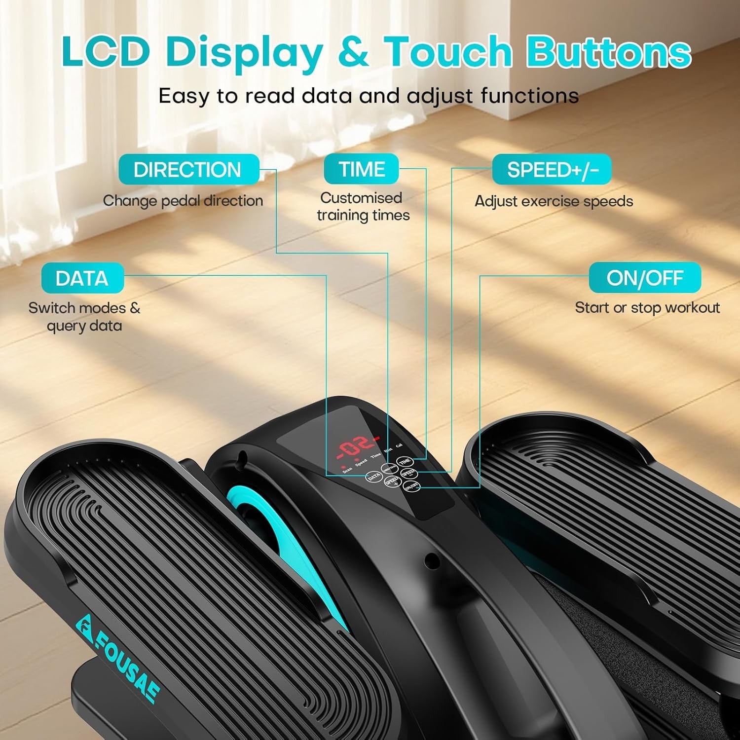 Under Desk Electric Elliptical Leg Exerciser Quiet Remote 15 Speed Pedal