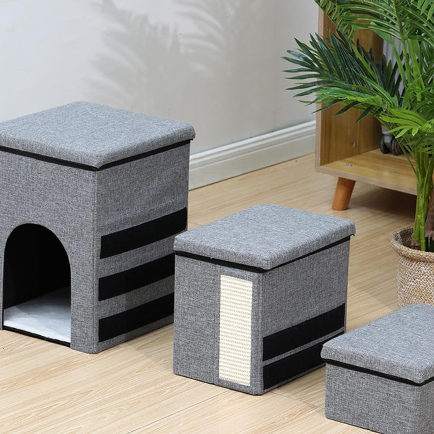 Dog Steps for Bed Pet Stairs with Ladder & Storage Box for Cats