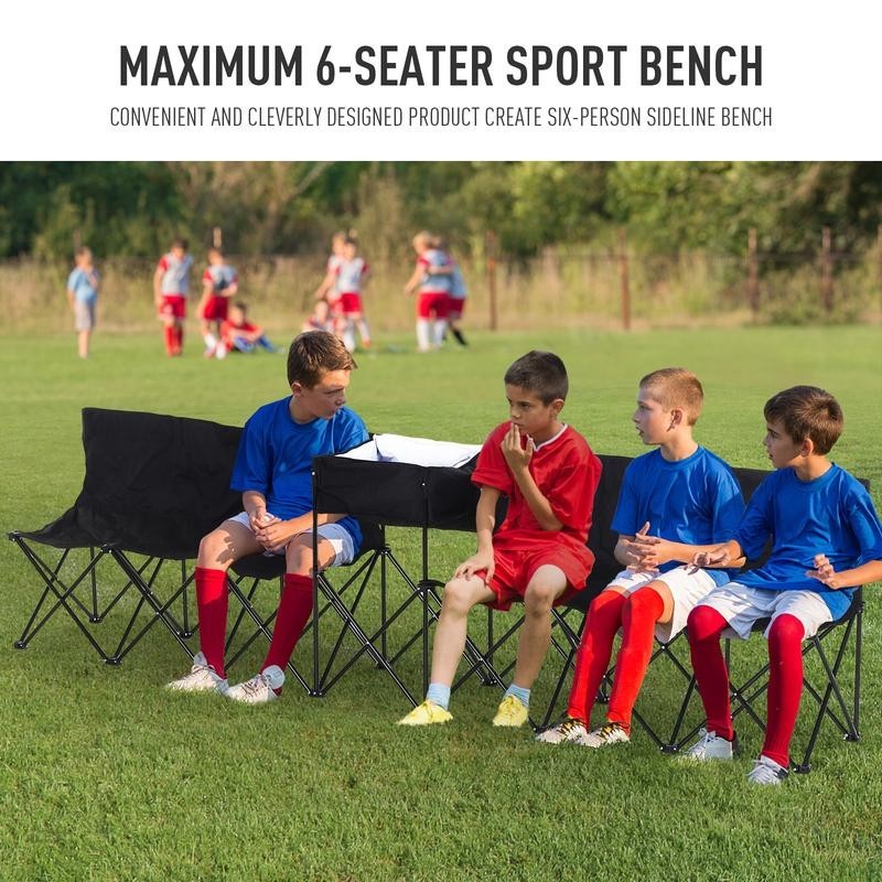 6 Seat Folding Camping Bench w/ Cooler Bag Carry Bag Sports Outdoor Picnic