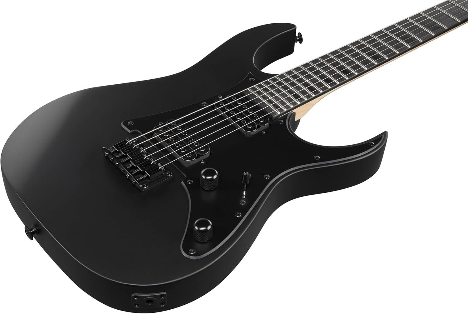 Super Strat Electric Guitar Black Flat HH Pickups Tremolo