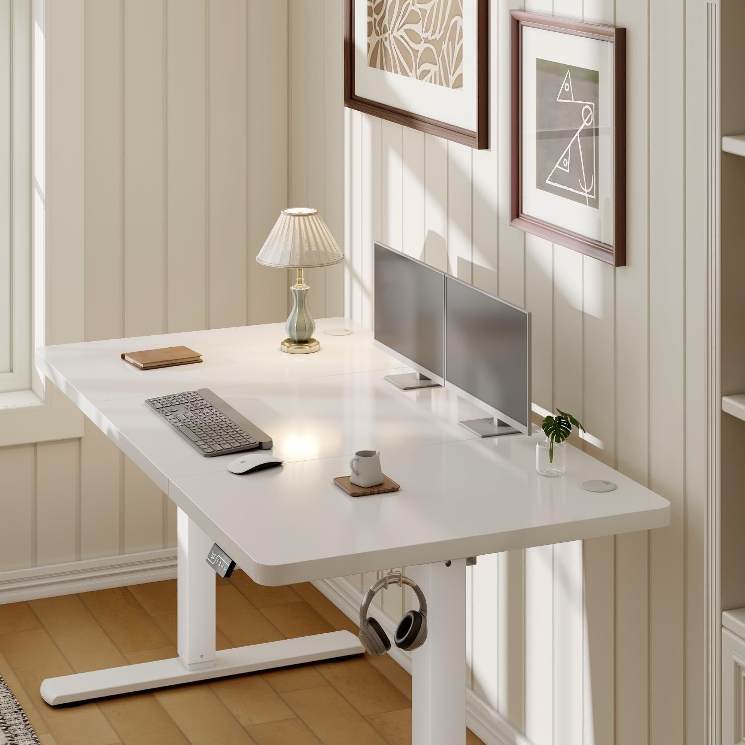 Electric Height Adjustable Desk 100x60cm | Sit Stand Office Table White