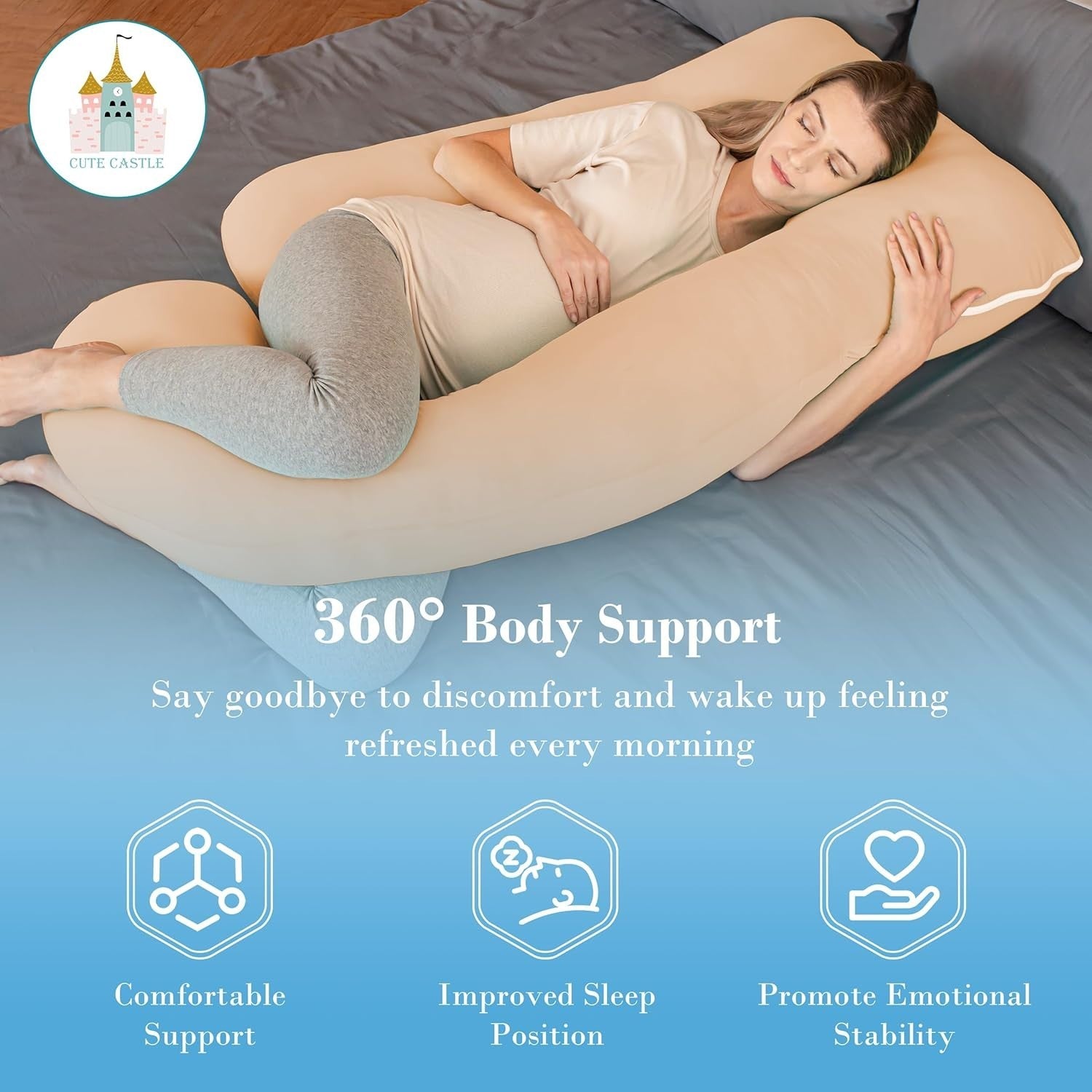 U Shaped Pregnancy Pillow 57in Full Body Maternity Support Pillow Soft Washable