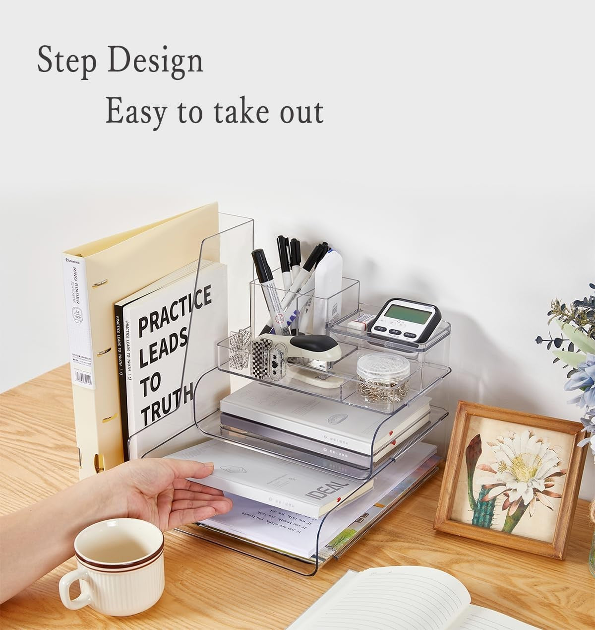 Desk Organizer with Letter Trays & Pen Holder – Stackable Office Storage