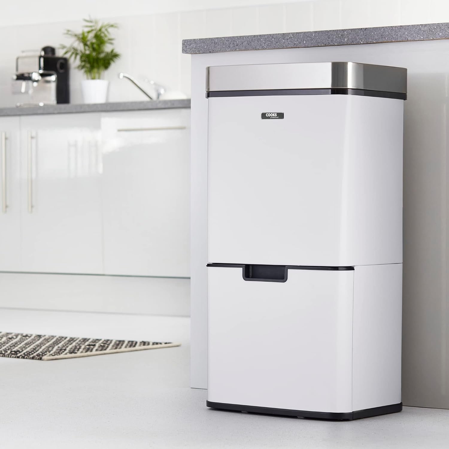 75L Touchless Recycling Bin Sensor Stainless Steel Dual Compartment
