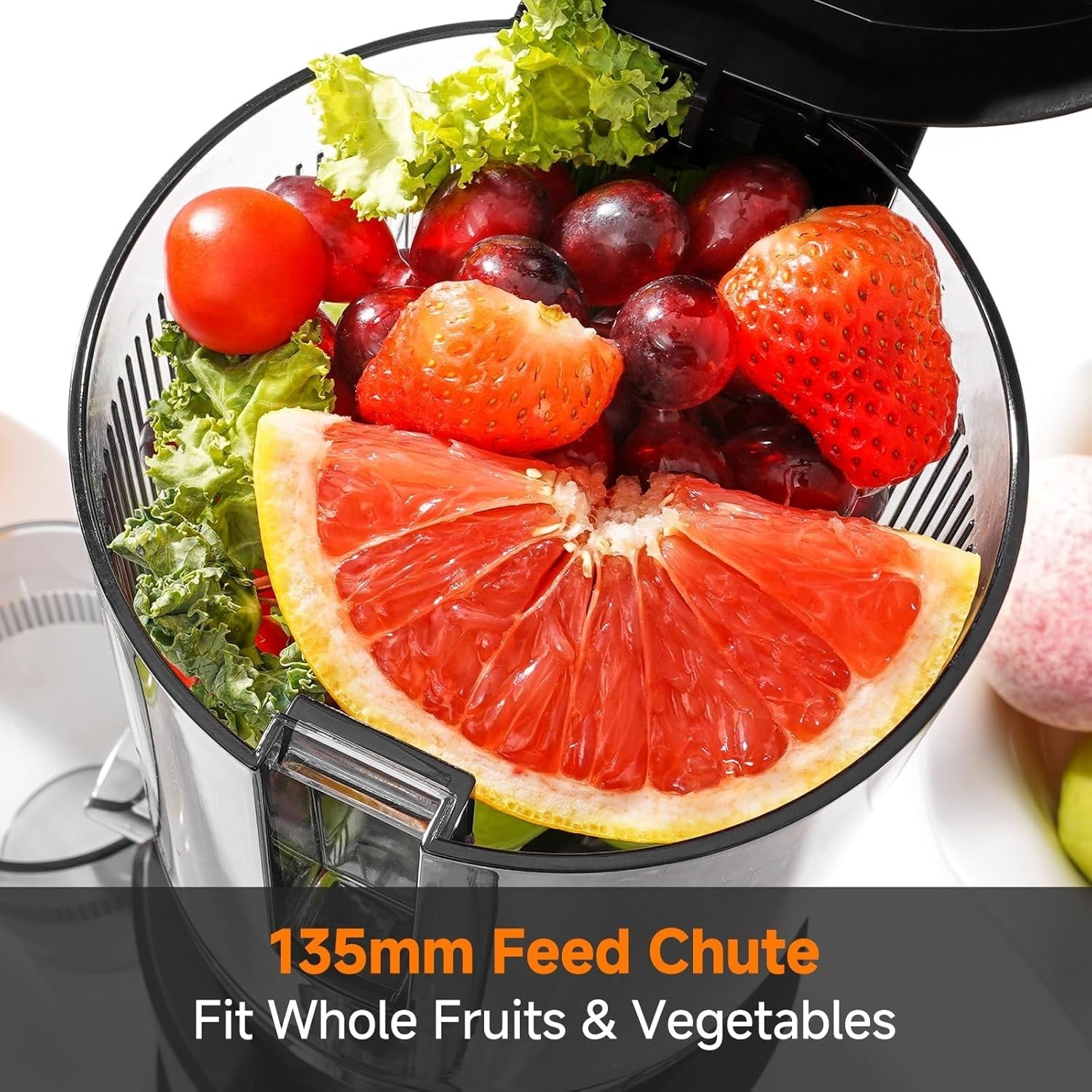 Cold Press Juicer 135mm Wide Chute Whole Fruit Slow 200W High Yield Safe