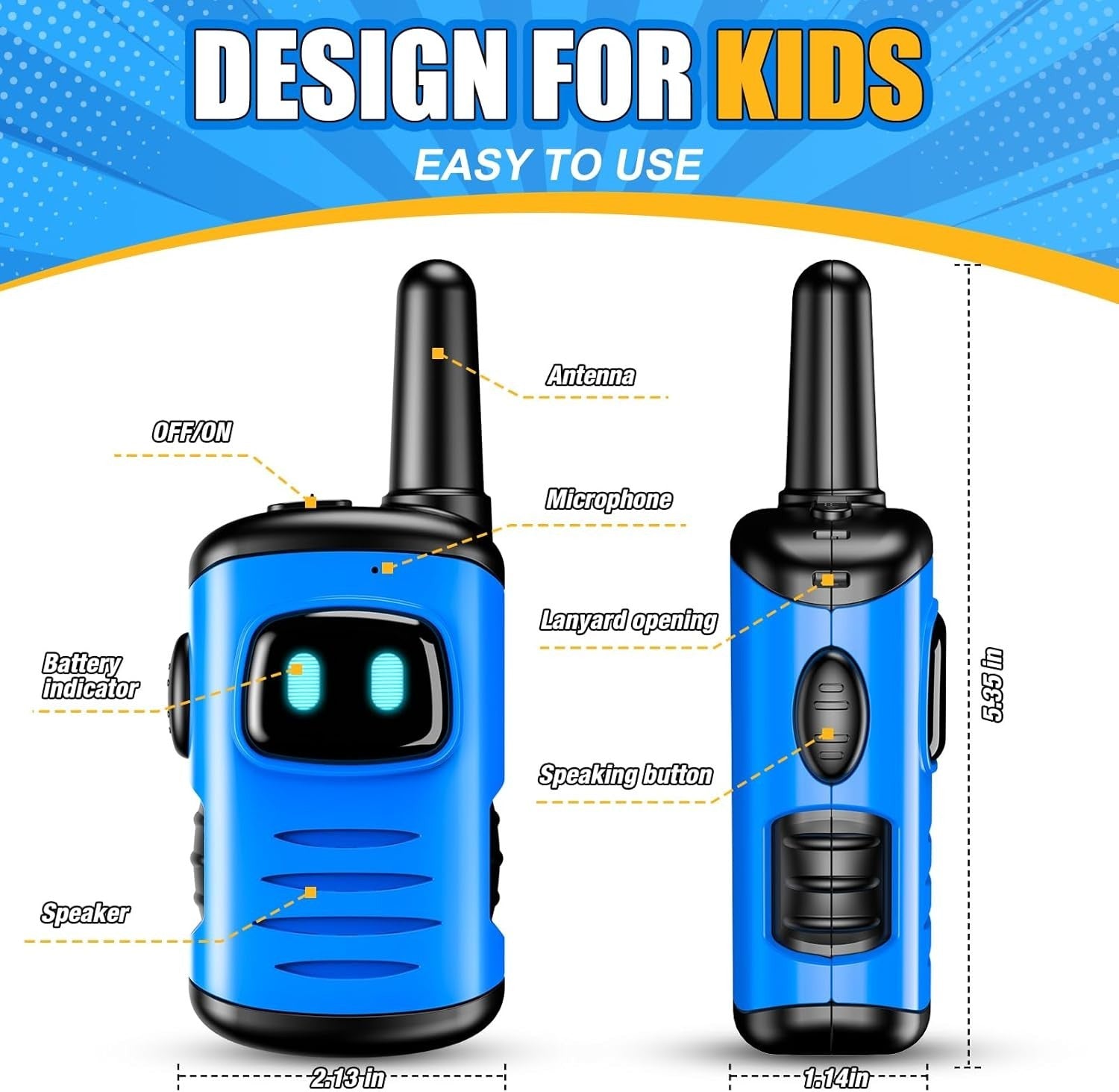 Kids Walkie Talkies 2 Pack Long Range Outdoor Toy Radios Boys Girls Gift