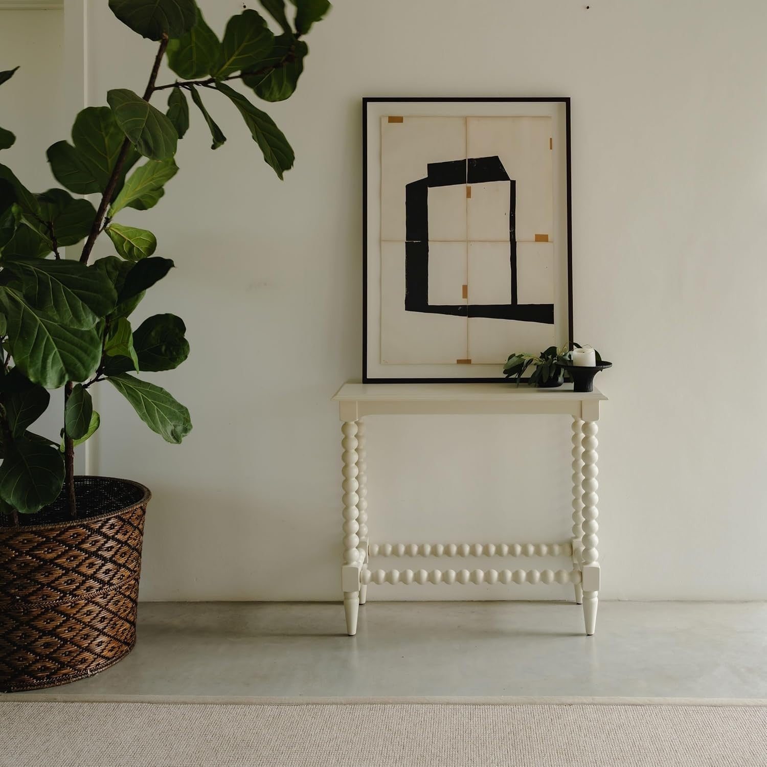 Slimline Console Table for Hallway & Living Room, Linen, Small 85x34x76cm