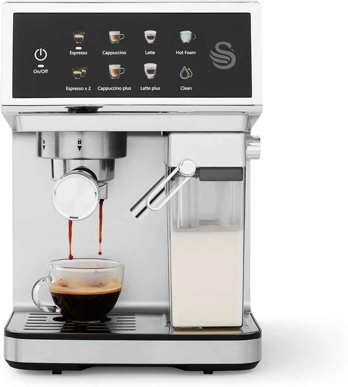 Digital Espresso Coffee Machine 20 Bar Pump Auto Milk Frother 8 Presets 1.6L
