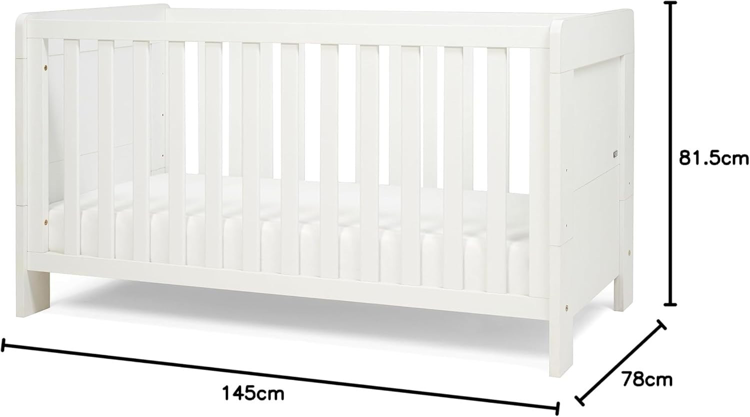 Baby Cot Bed Crib Toddler Day Bed Adjustable Wooden Convertible White