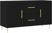 Black Sideboard Cabinet Storage Drawers Modern Metal Legs 100cm Wide