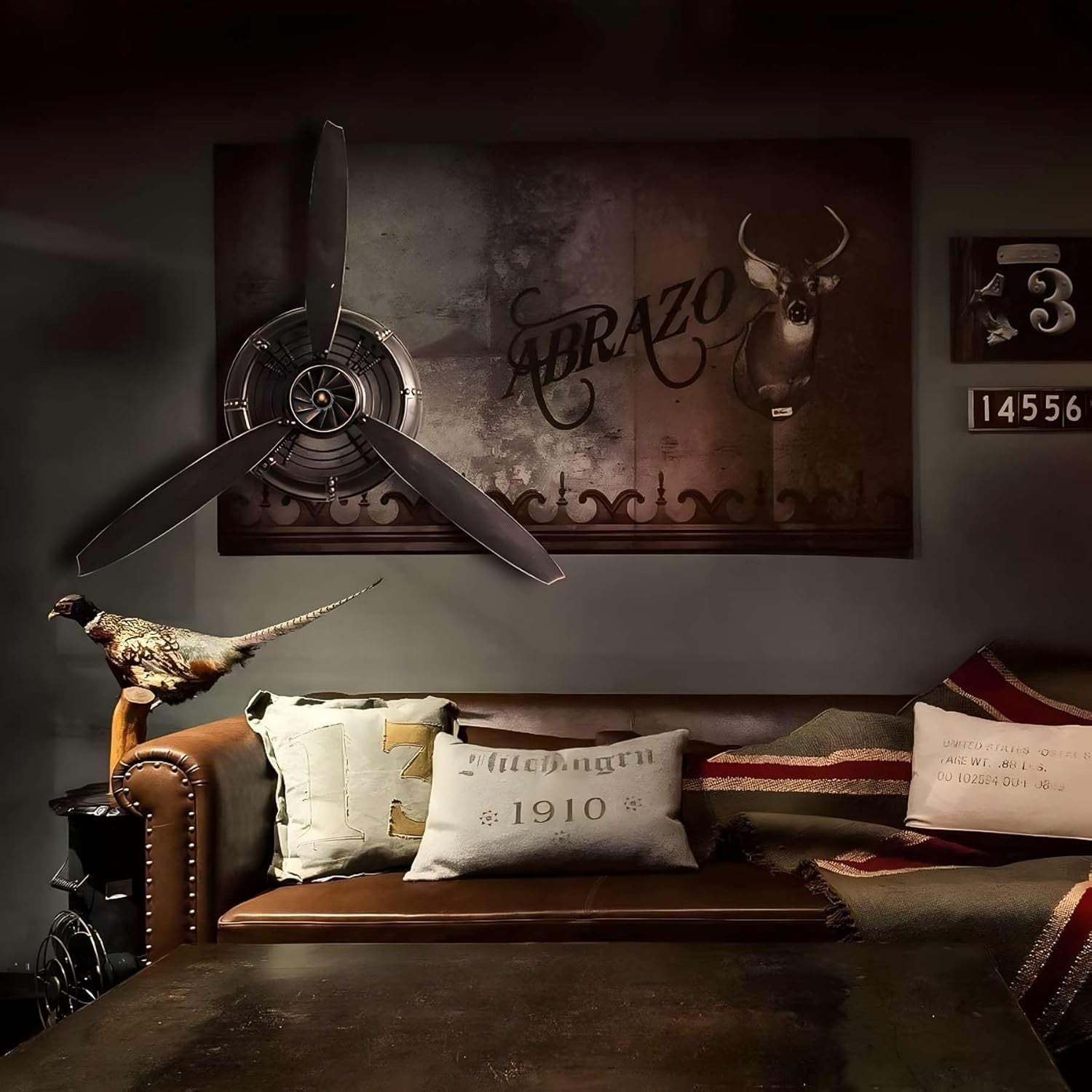 3D Metal Propeller Wall Art Black Retro Decor
