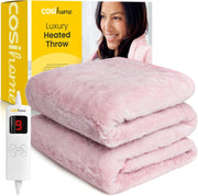 Electric Heated Throw Pink Blanket 160x130cm Faux Fur Soft Timer Washable