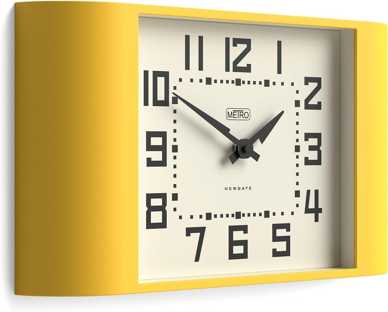 Retro Yellow Wall Clock 42cm Wide Mid-Century Modern Kitchen Home Decor