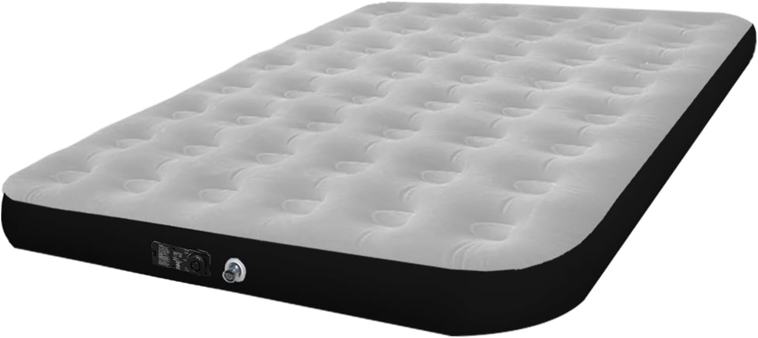 Double Inflatable Air Mattress Built-In Pump Plush Top Camping Bed