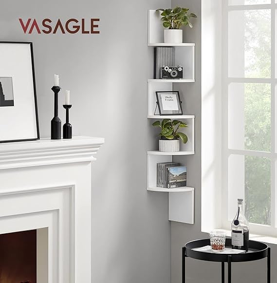 5-Tier Corner Shelf Modern Floating Wall Unit for Living Room Bedroom Office