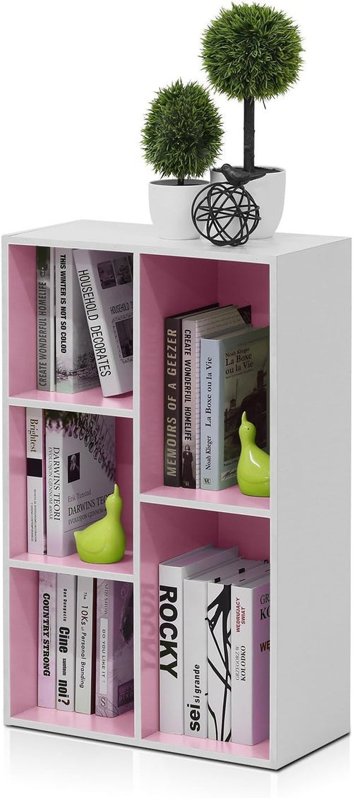 5 Cube Bookcase Storage Open Shelf Compact Organizer Bookshelf Display Pink