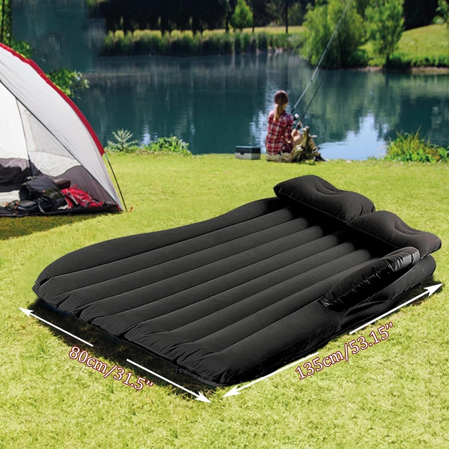 Inflatable Car Back Seat Mattress 140×89×42CM with Pump & Pillows