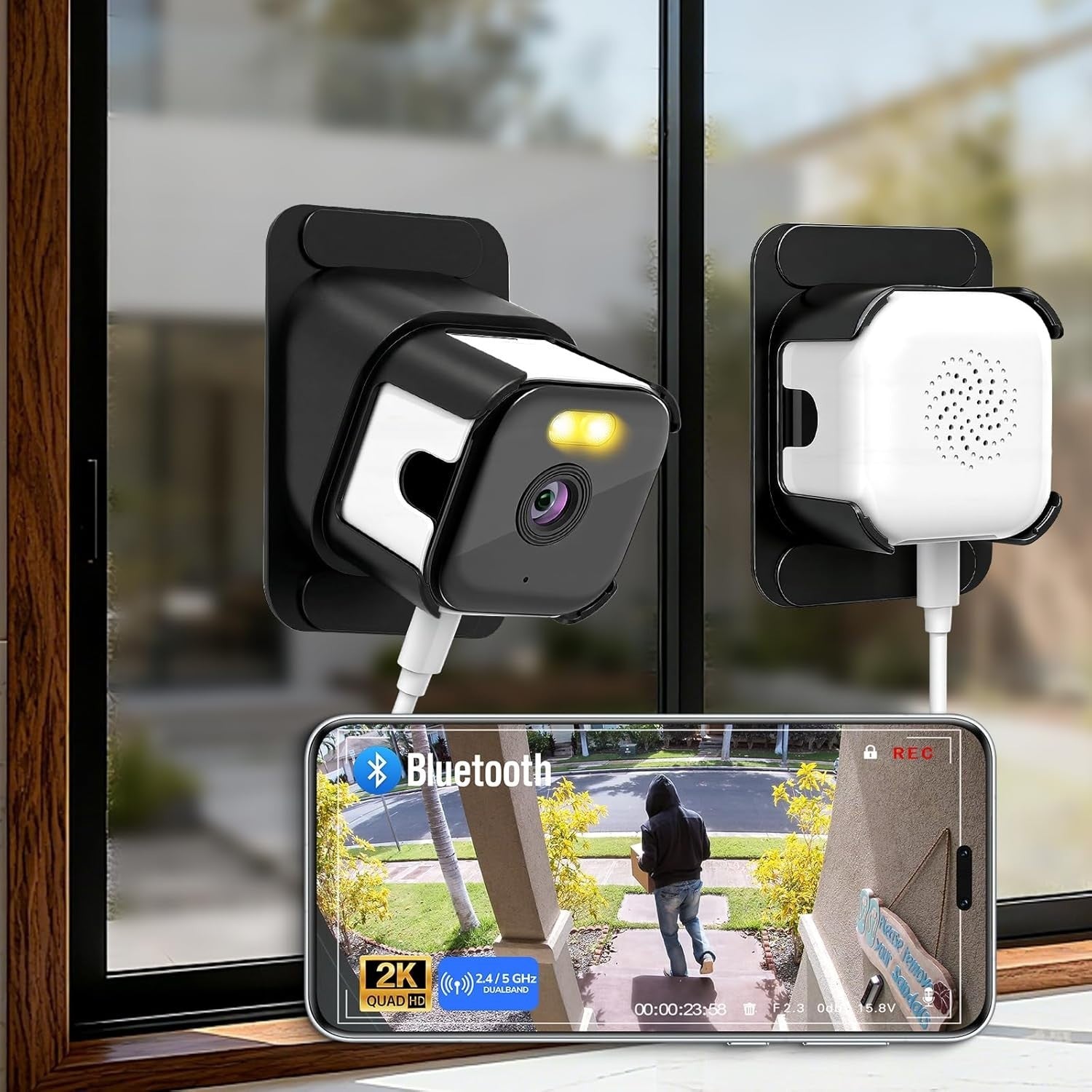 2K Window Camera Outdoor View WiFi 5GHz AI Color Night Vision CCTV