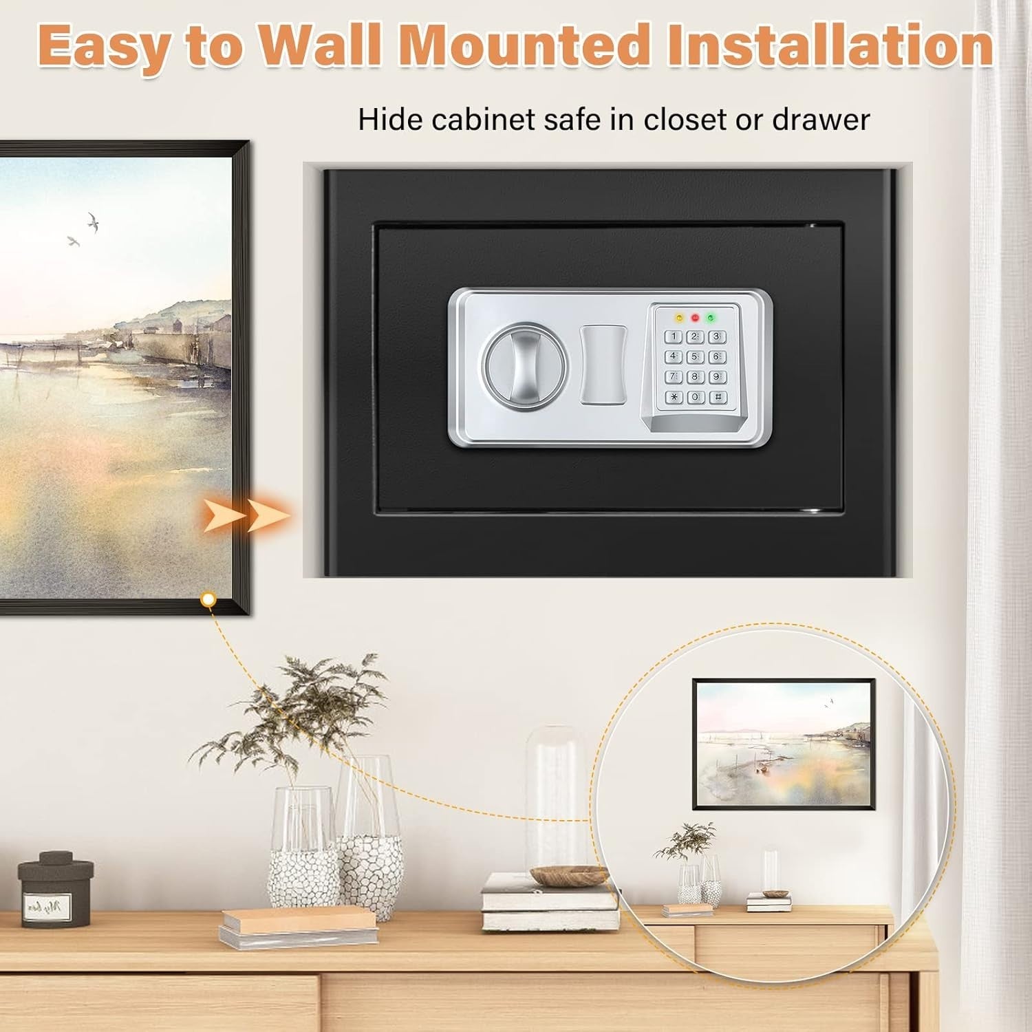 22L Digital Safe Box Alarm Silent Mode Cash Jewelry Security Lock